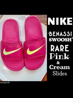 🆕NIKE▪️'Benassi Swoosh' RARE Pink & Cream Injected Phylon Slides
